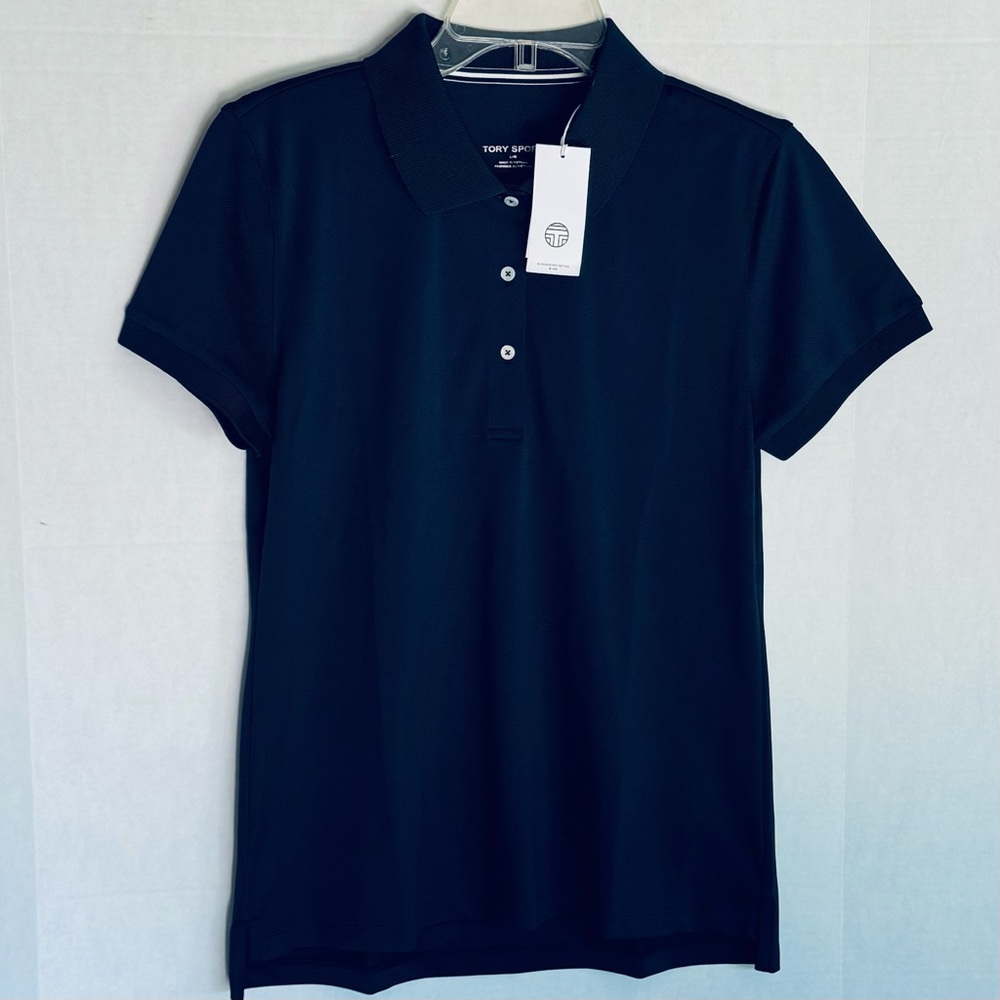 Tory Burch Navy Tech Pique Polo NWT 44501
